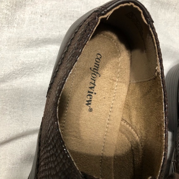 NWOT-Comfortview Snakeskin Wingtip Loafers Sz 8w - Picture 6 of 7